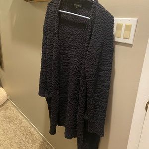 Long Popcorn Black Open Cardi